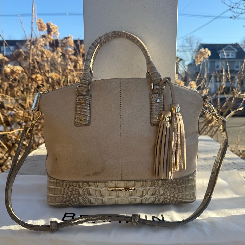 Brahmin Medium Duxbury Edna Clay Satchel Croc Leather